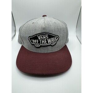 Vans Off The Wall Gray Maroon Adjustable Snapback Hat Cap